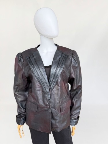 Skórzana kurtka o cieniowanym deseniu