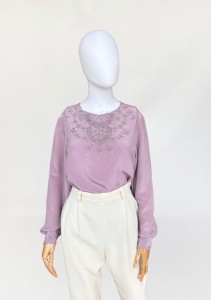 Jedwabna ręcznie zdobiona bluzka vintage 1970s