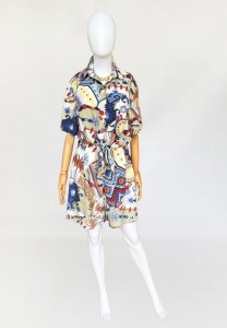 Jedwabne wzorzyste szorty vintage 1980s