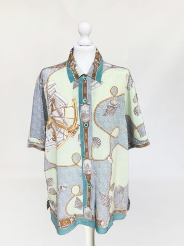 Jedwabna koszula vintage marynistyczne motywy