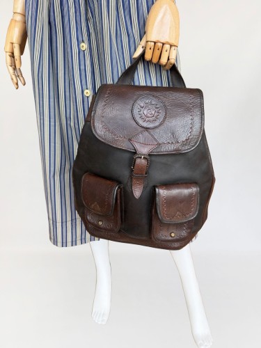 Skórzany duży plecak tłoczone wzory vintage Bolivia
