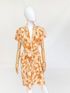 deadstock: jedwabna sukienka vintage w kwiatowe wzory