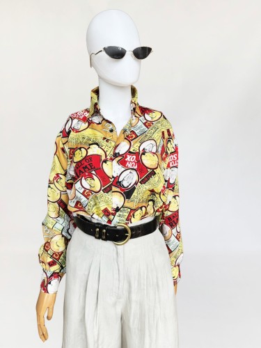 Jedwabna koszula vintage wzory pop art