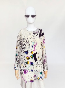 Jedwabna marynarka we wzory vintage 1970s