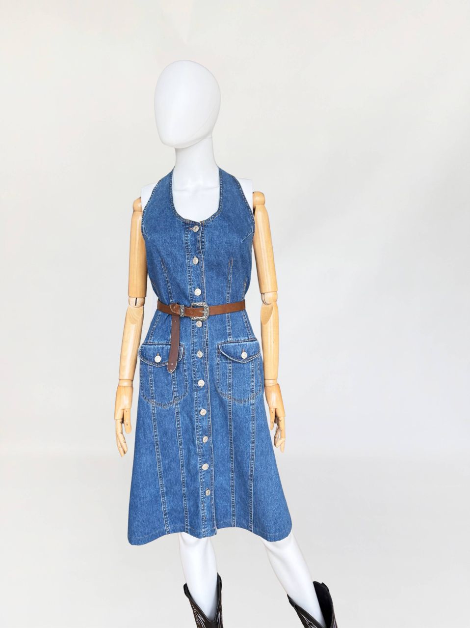 Jeansowa westernowa sukienka vintage 1990s