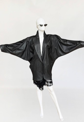 Oversize'owa skórzana kurtka vintage 1980s