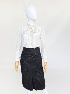 Skórzana włoska spódnica vintage abstrakcyjny wzór