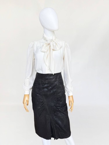 Skórzana włoska spódnica vintage abstrakcyjny wzór