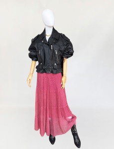 Skórzana ramoneska vintage 1980s z ćwiekami i paskiem 