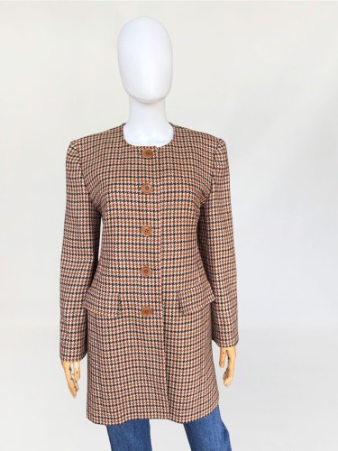 Wełniana marynarka vintage w pepitkę