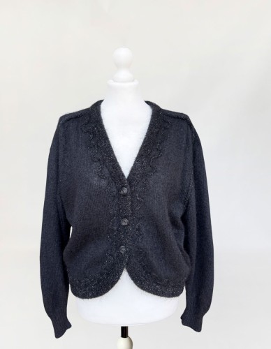 Czarny krótki kardigan z baby moheru