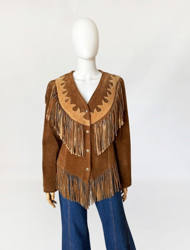 Zamszowa westernowa kurtka vintage z frędzlami (4).jpg