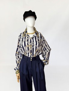 Włoska koszula vintage w marynistyczne wzory 