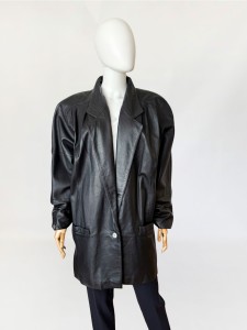 Skórzana kurtka vintage 1980s oversize