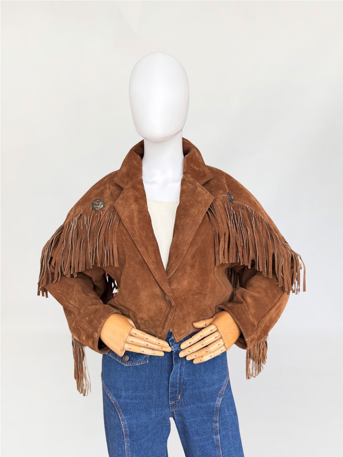 Zamszowa kurtka vintage z frędzlami western