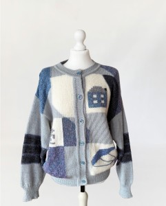 Kardigan vintage we wzory wełna