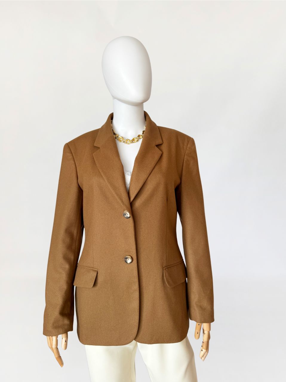 Wełniana włoska marynarka vintage camel