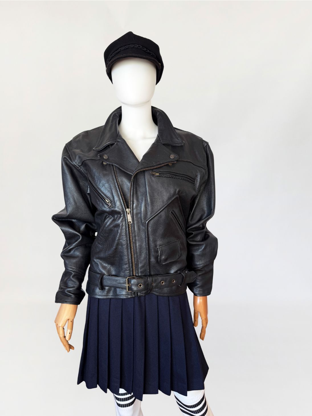 Skórzana kurtka vintage biker 1980s