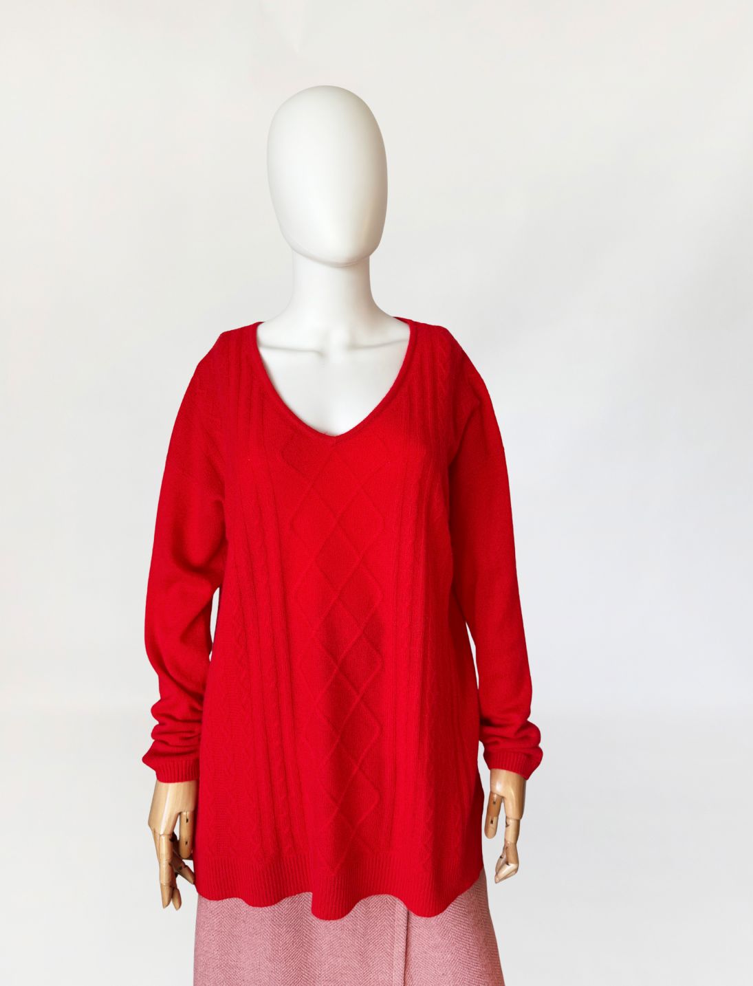 Sweter 100% kaszmir warkoczowy splot