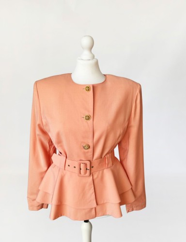 Wełniana marynarka vintage 1980s z baskinką