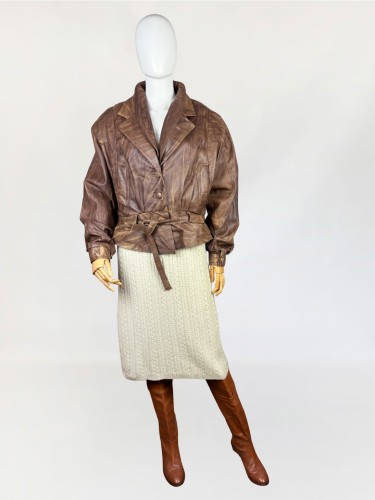 Dzianinowa spódnica vintage warkoczowy splot