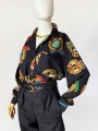 Anne Klein jedwabna wzorzysta koszula vintage 1980s