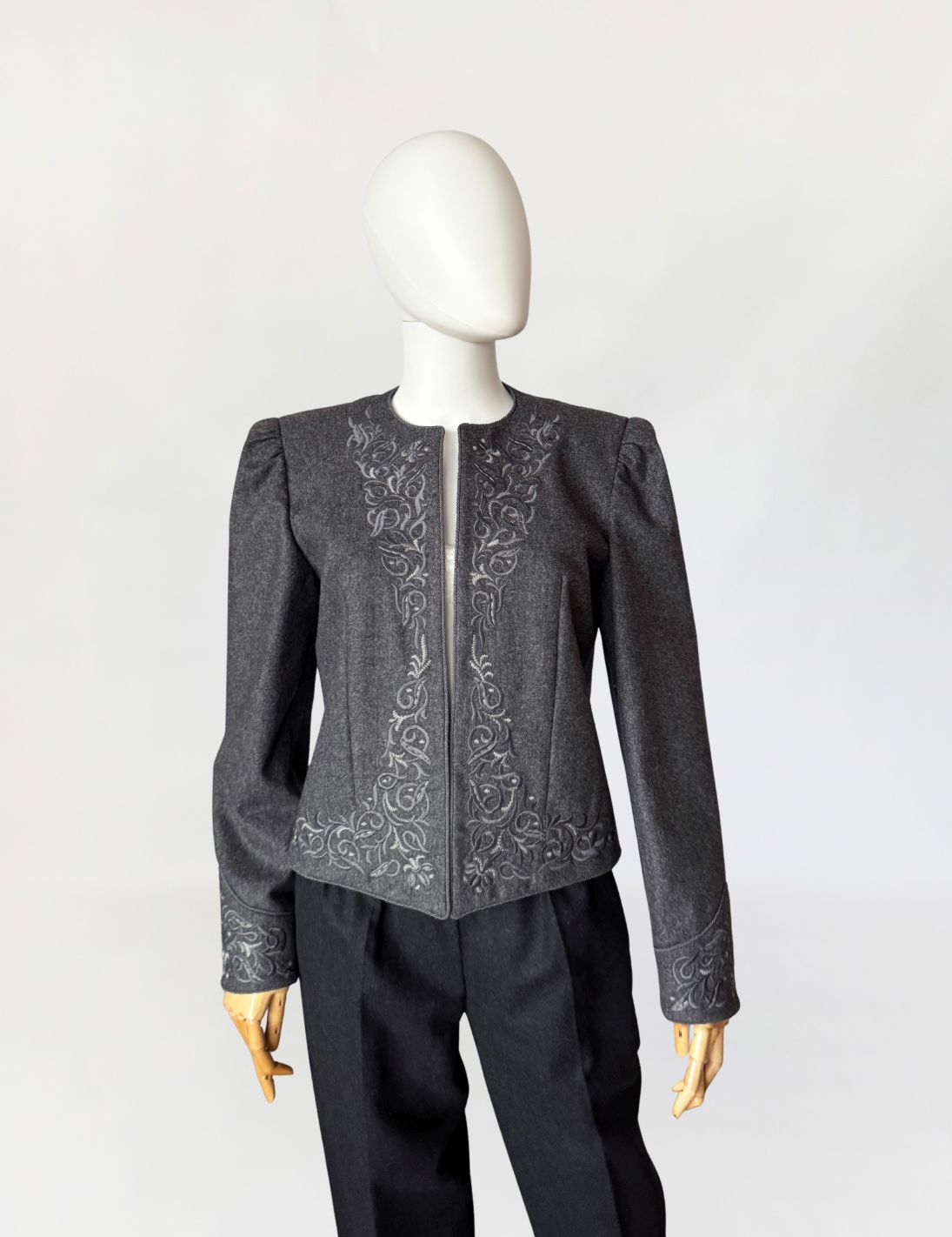 Escada wełniana haftowana marynarka vintage 1980s