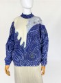 Wełniany sweter vintage 1980s biżuteryjne aplikacje