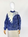 Wełniany sweter vintage 1980s biżuteryjne aplikacje