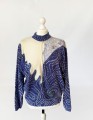 Wełniany sweter vintage 1980s biżuteryjne aplikacje