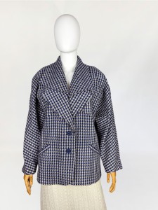 Wełniana kurtka vintage w pepitkę 