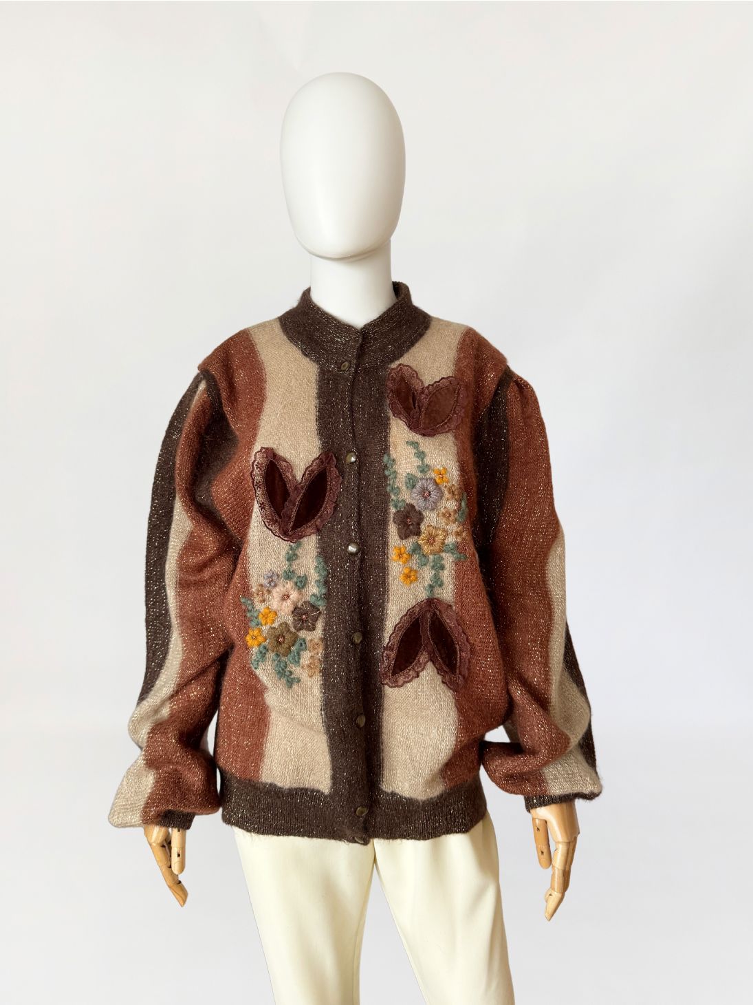Haftowany sweter vintage baby moher