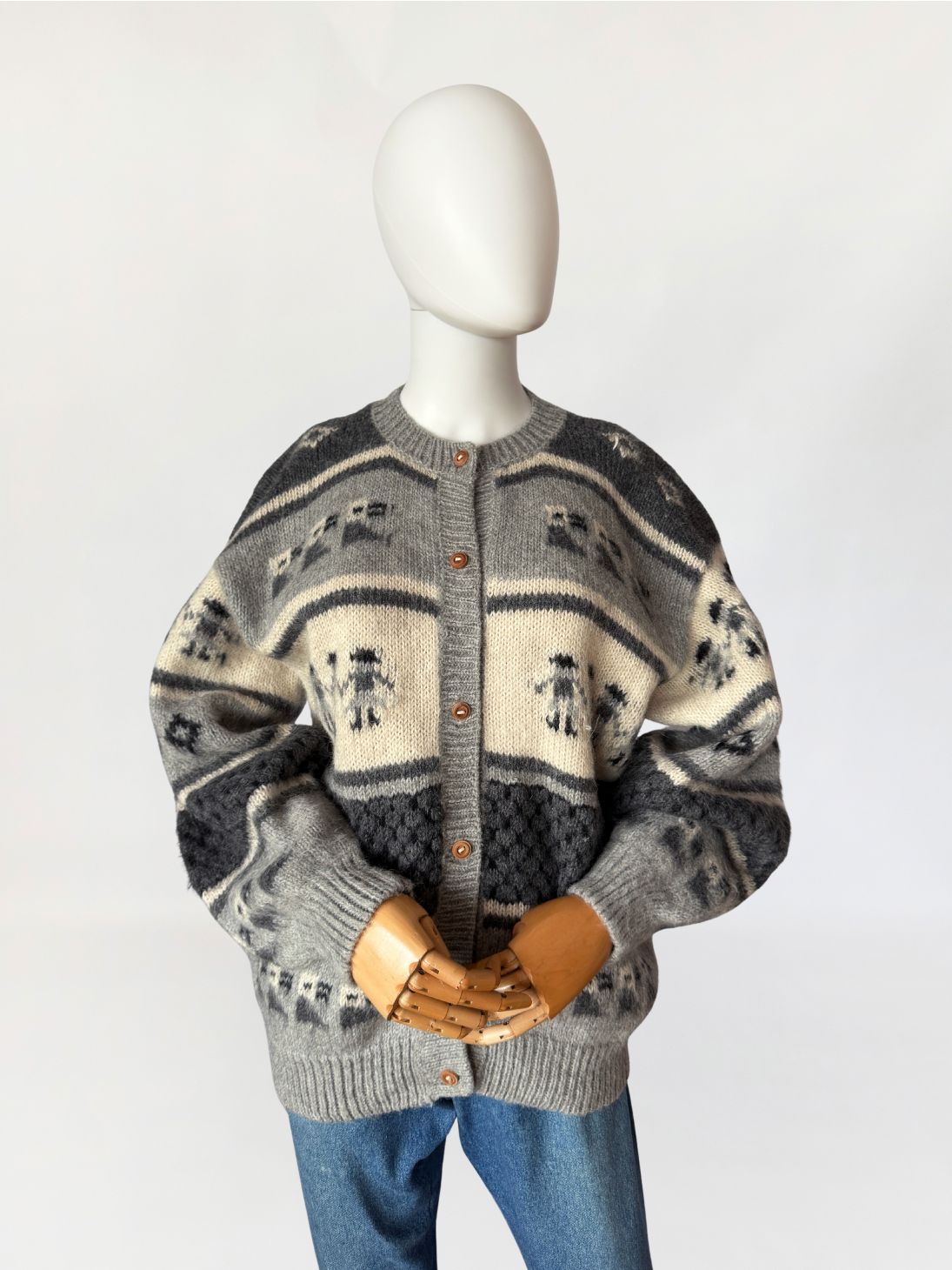 Sweter vintage hand made 100% alpaka