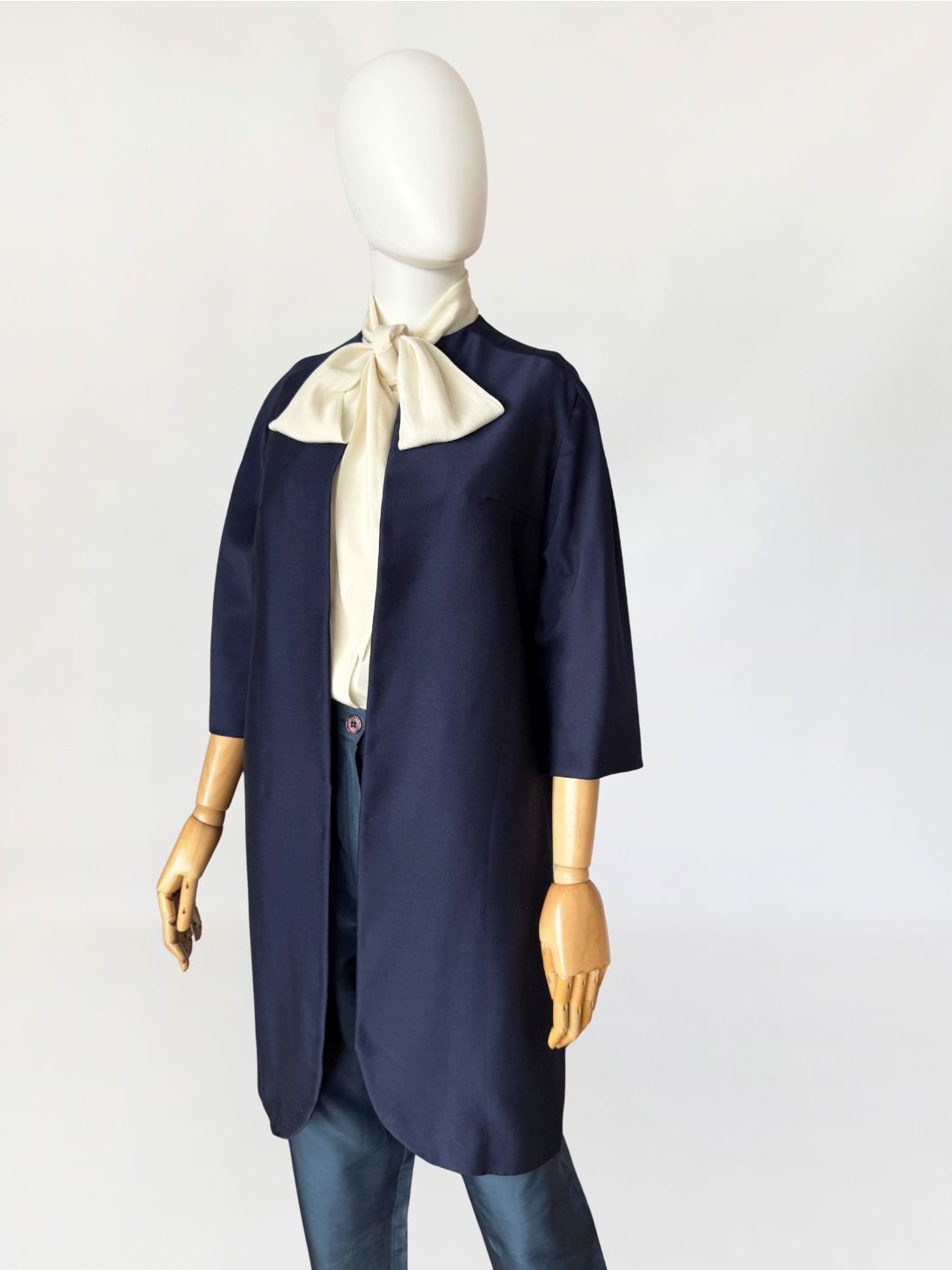 Lekki płaszcz vintage 1960s jedwab wełna