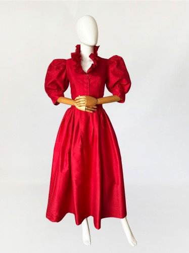 Austriacka jedwabna maxi sukienka vintage (3).jpg