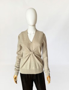 Sweter 100% kaszmir z dekoracyjnym detalem