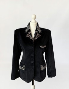 Claude Barthelemy aksamitna marynarka z perłowym zdobieniem 