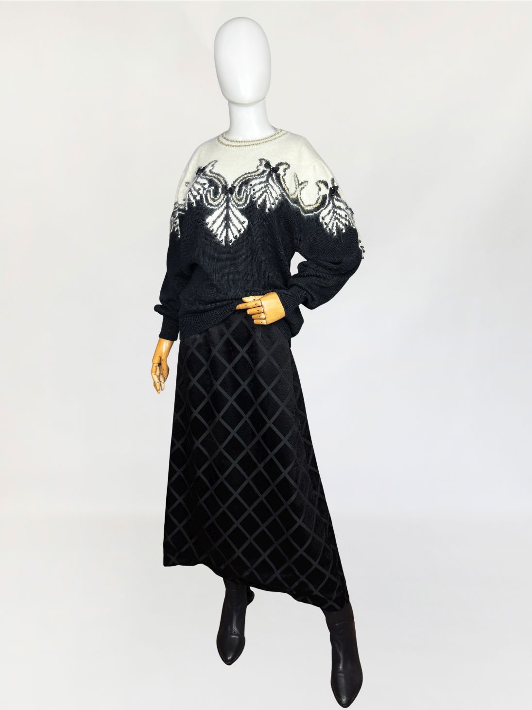 Czarna maxi spódnica vintage 1960s/1970s