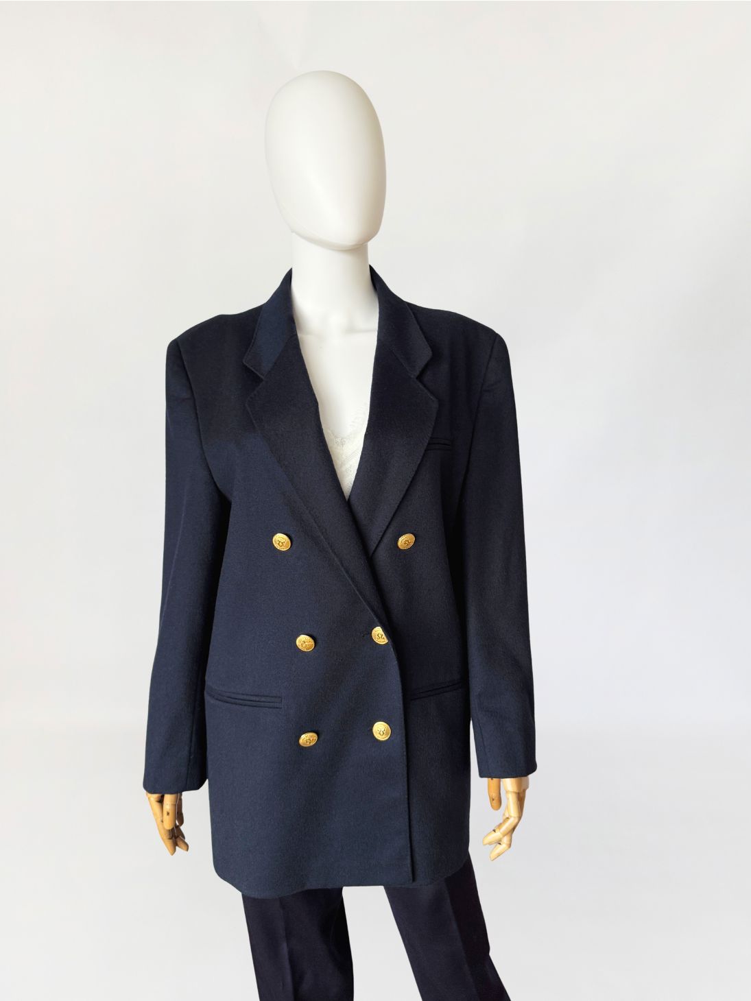 Dwurzędowa wełniana marynarka vintage oversize
