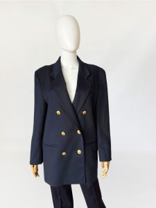Dwurzędowa wełniana marynarka vintage oversize