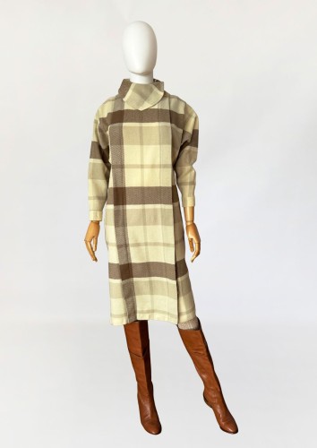 Sukienka vintage w kratę wełna, angora (3).jpg