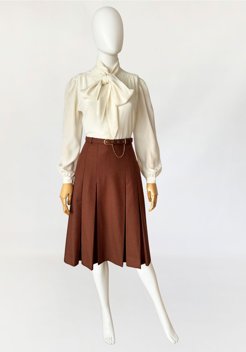 Wełniana spódnica midi vintage w kratę