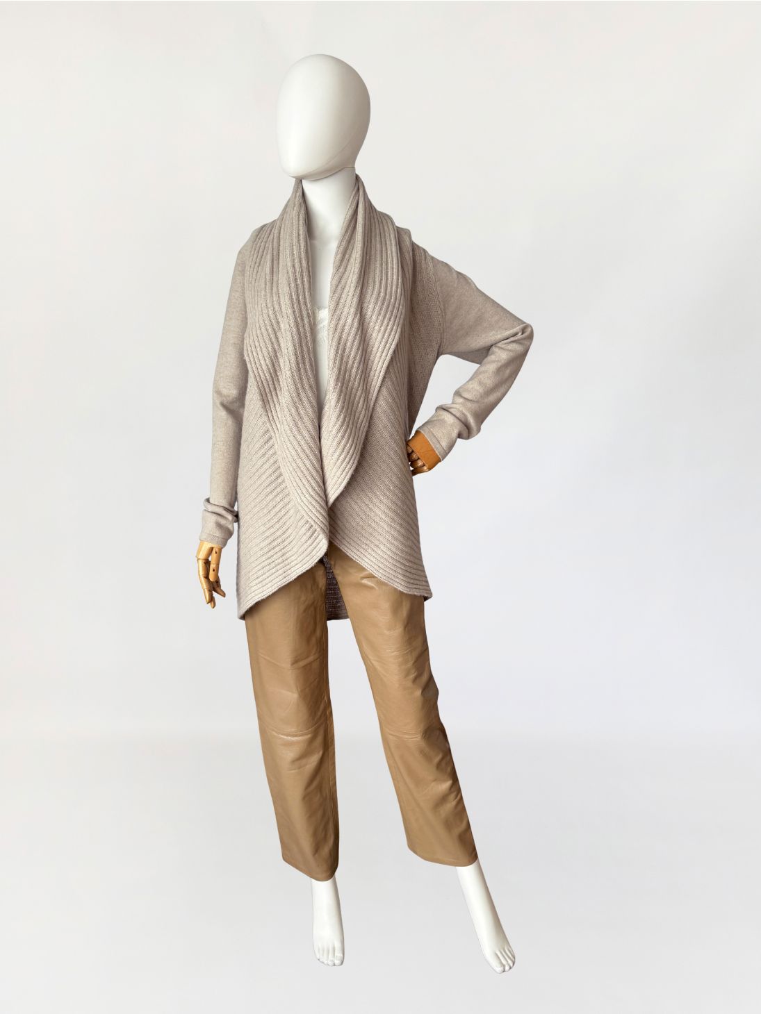Skórzane spodnie vintage taupe