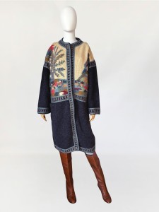 Icelandia wełniany płaszcz/sweter hand made vintage