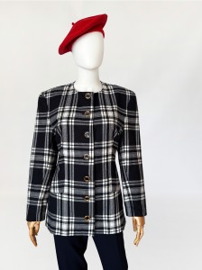 Wełniana marynarka vintage w kratę 