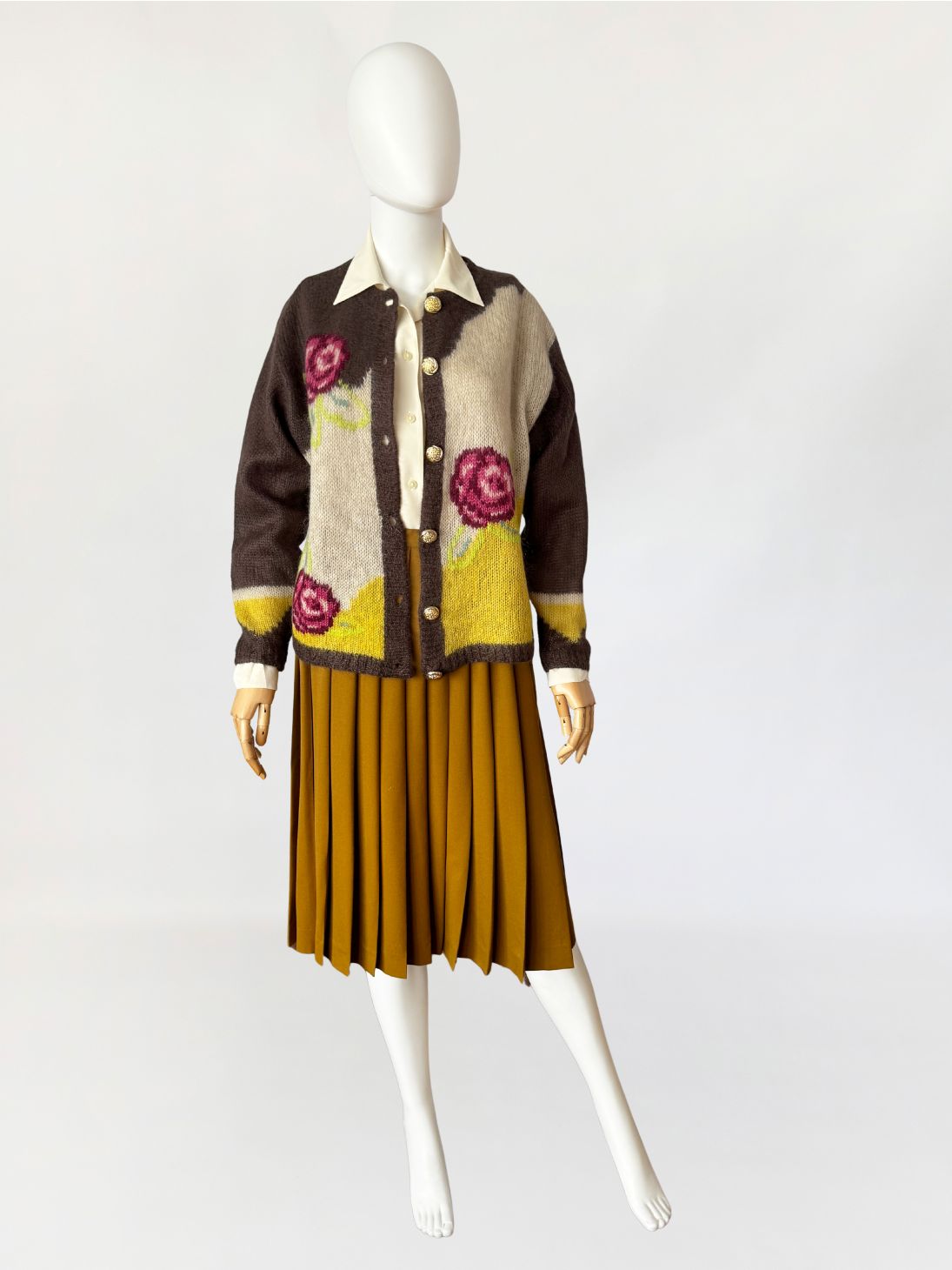 Salvatore Ferragamo wełniana plisowana spódnica vintage 