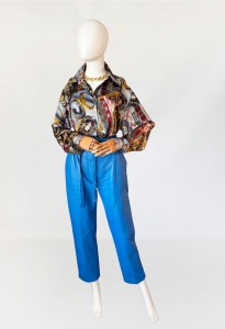 Wzorzysta koszula vintage z jedwabiem