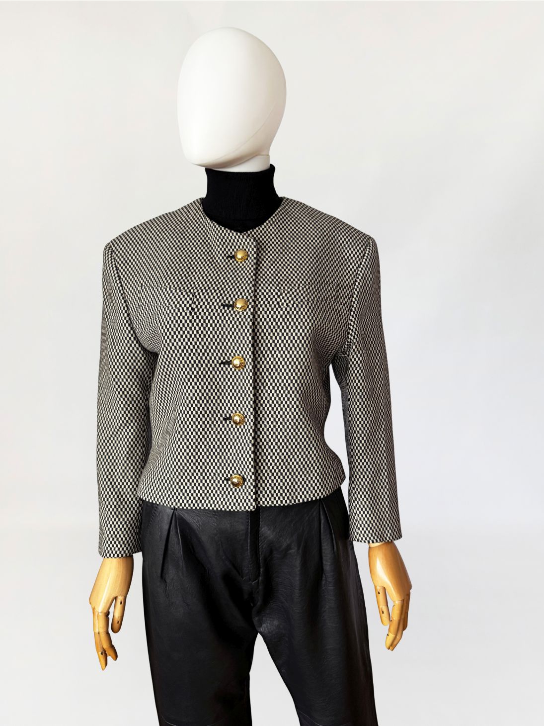 Wełniany żakiet vintage 1980s power shoulders