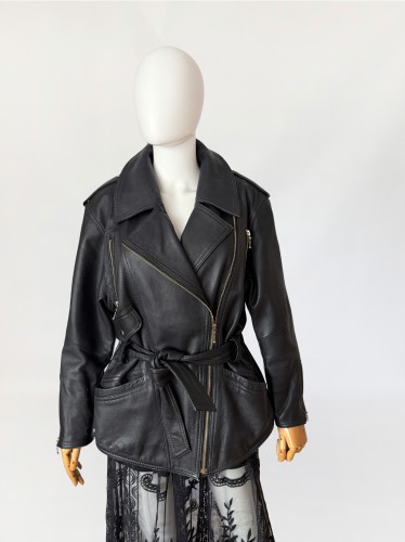 Dino'z skórzana kurtka ramoneska z paskiem vintage 1980s (2).jpg