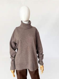 Benetton wełniany sweter z golfem greyge